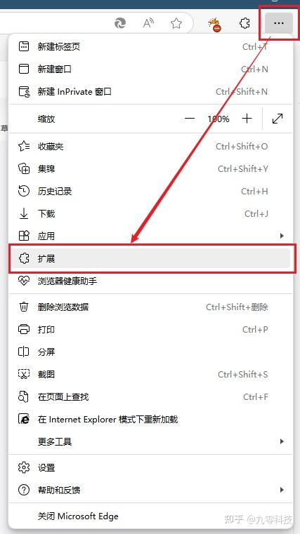 打开浏览器扩展设置
